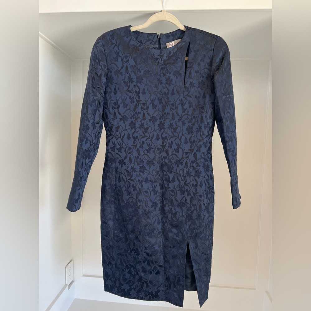 Mila Schön jacquard navy cocktail dress 40